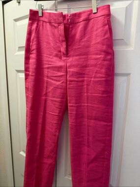 J. Crew Straight-Leg Bright Pink Trousers